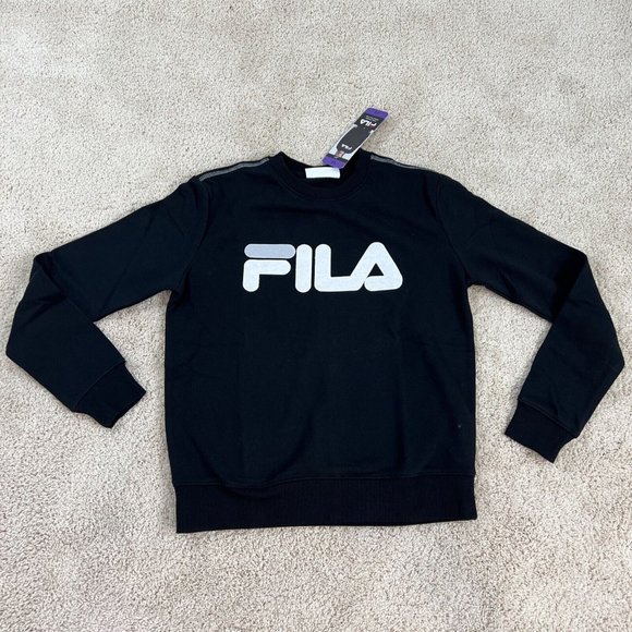 Fila Long Sleeve French Terry Crewneck Sweatshirt Alexa Black Women's  XS NWT - Picture 5 of 12